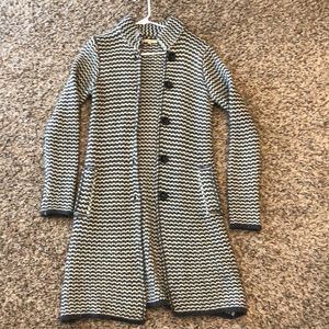 Grey and white coatigan